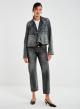 Black vintage effect Jeans Jacket with decorative crystal buttons Vicolo - 0
