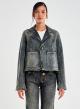 Black vintage effect Jeans Jacket with decorative crystal buttons Vicolo - 1