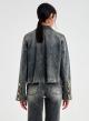 Black vintage effect Jeans Jacket with decorative crystal buttons Vicolo - 2