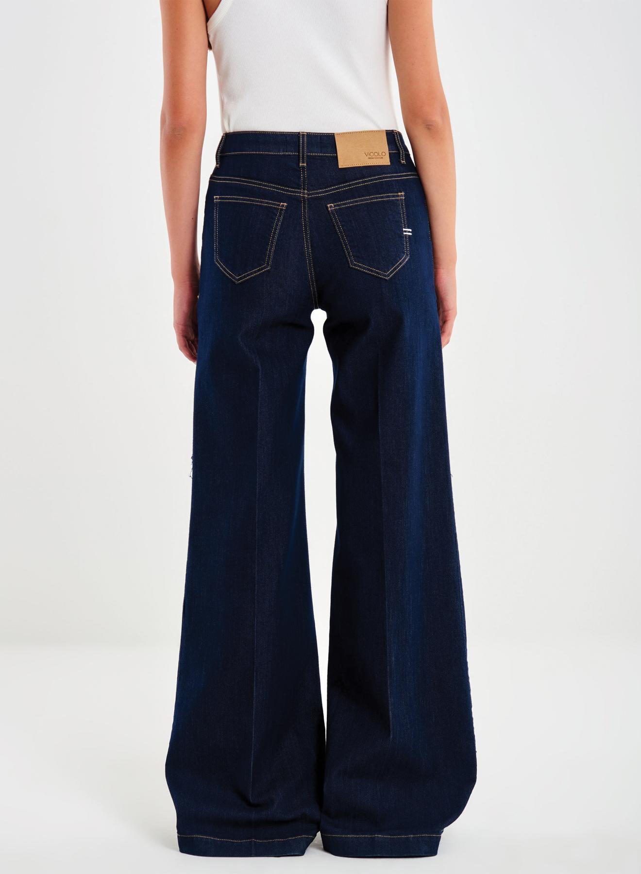 Navy Blue Παντελόνι Τζιν Elena με καμπάνα Vicolo - 3