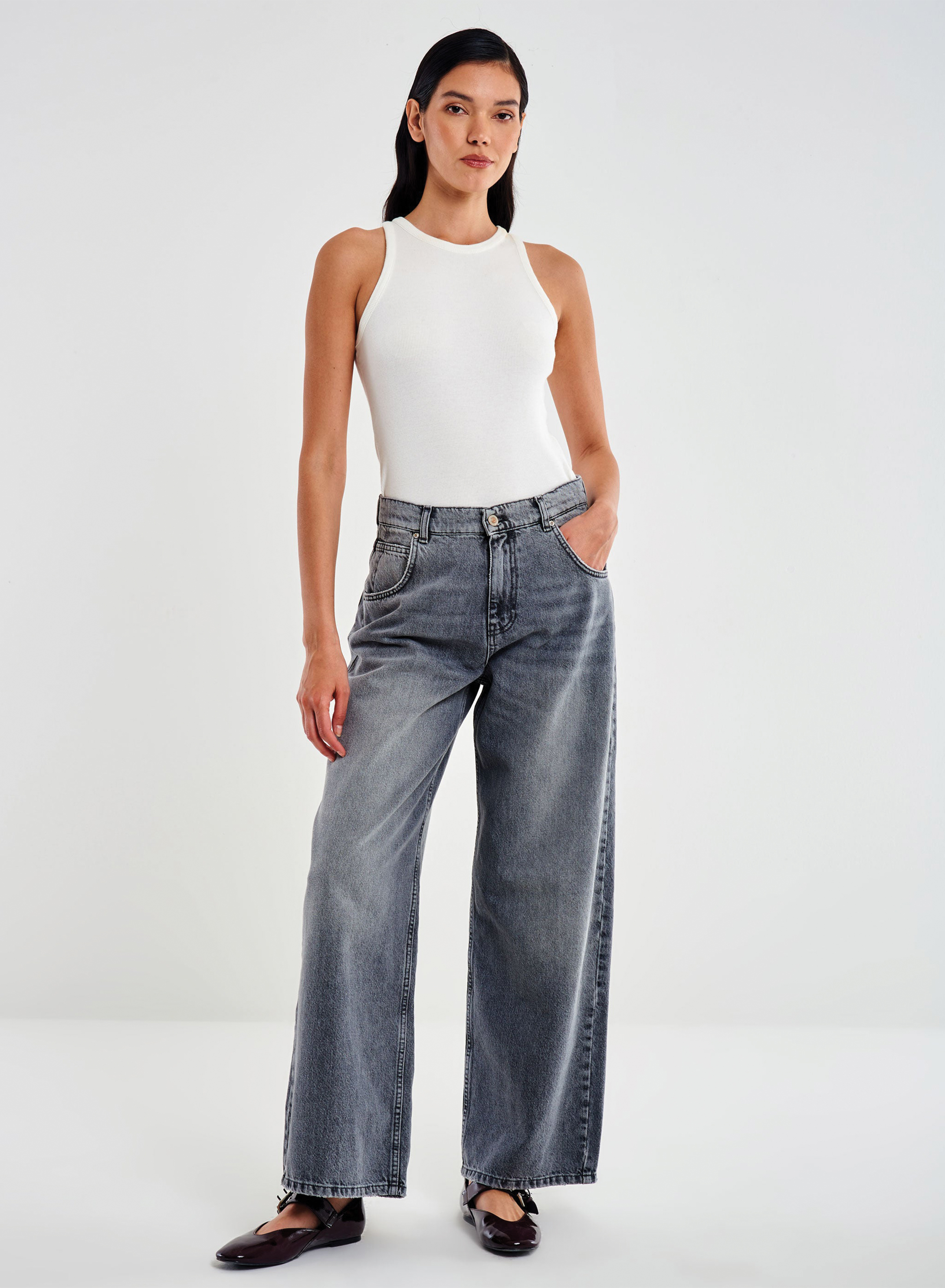 Γκρι Παντελόνι τζιν Icon Mia σε χαλαρή γραμμή Vicolo - 0