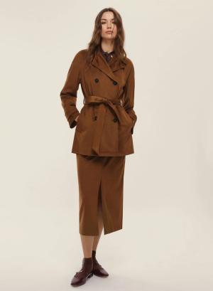 Chocolate straight fit Skirt with front and rear slits Emme Marella - 47854
