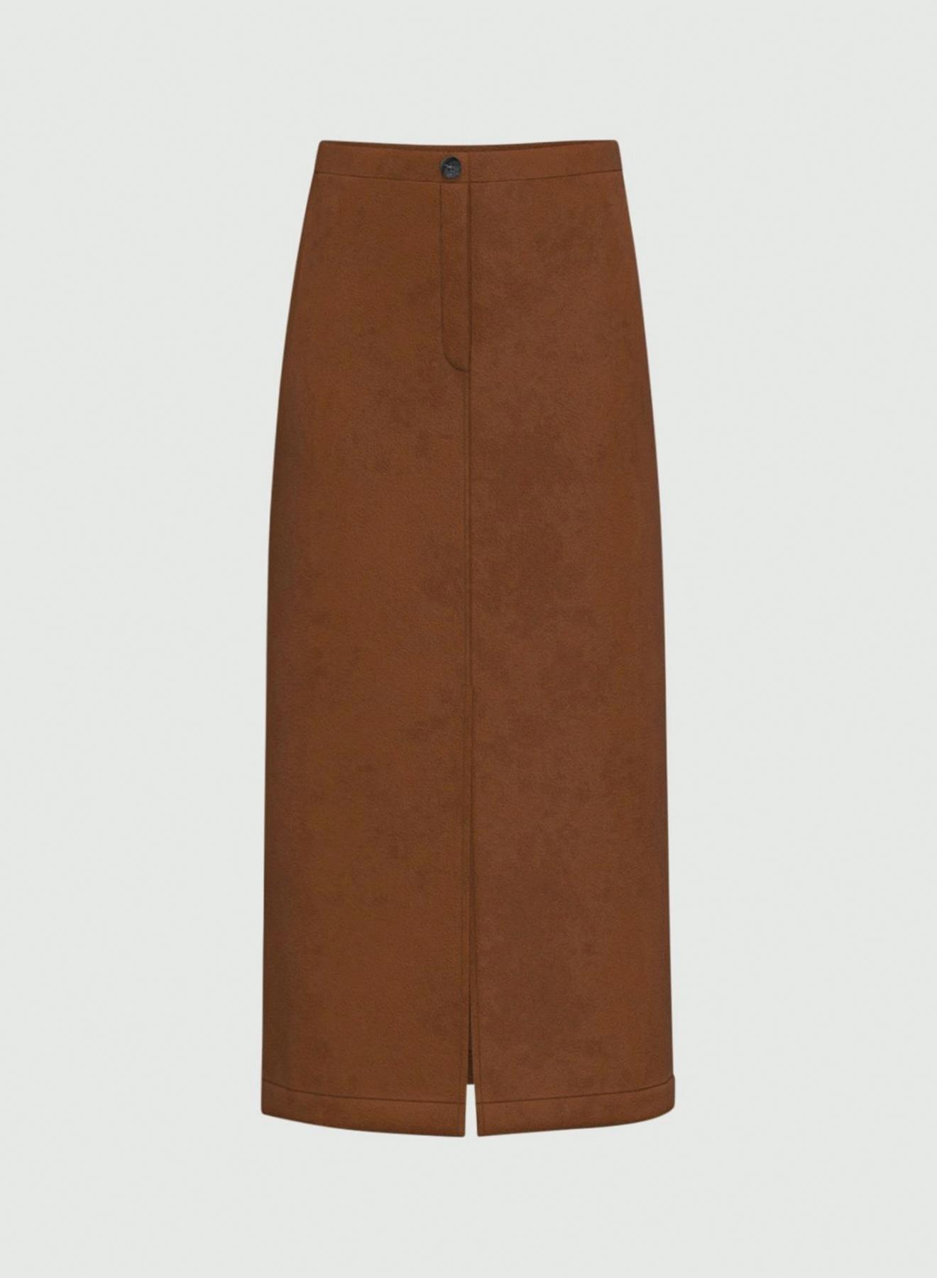 Chocolate straight fit Skirt with front and rear slits Emme Marella - 5
