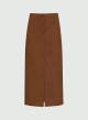Chocolate straight fit Skirt with front and rear slits Emme Marella - 4