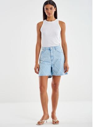 Light Blue Shorts Jeans with textured details Vicolo - 40710