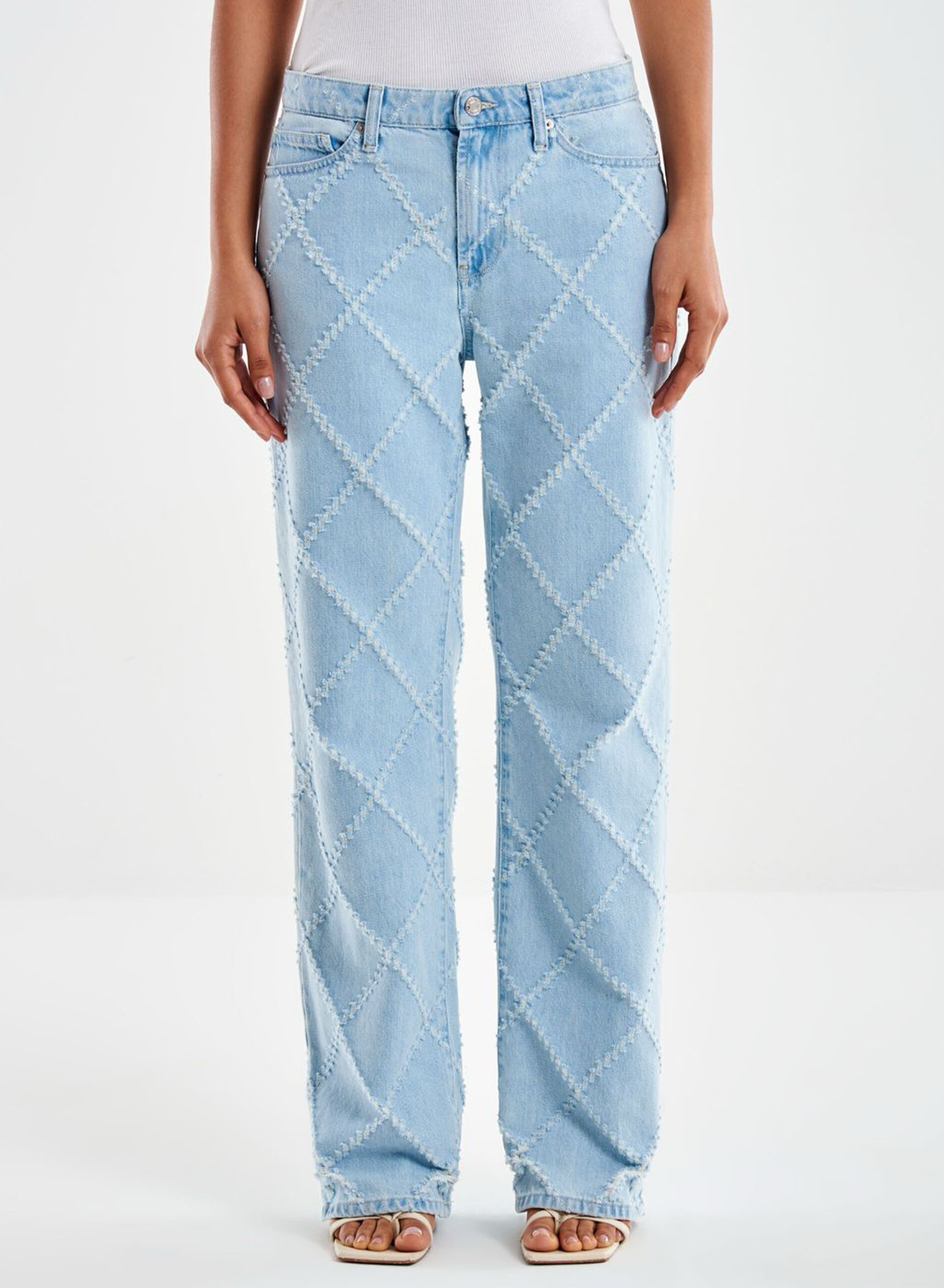 Light Blue Jeans with textured details "Alex" Vicolo - 3