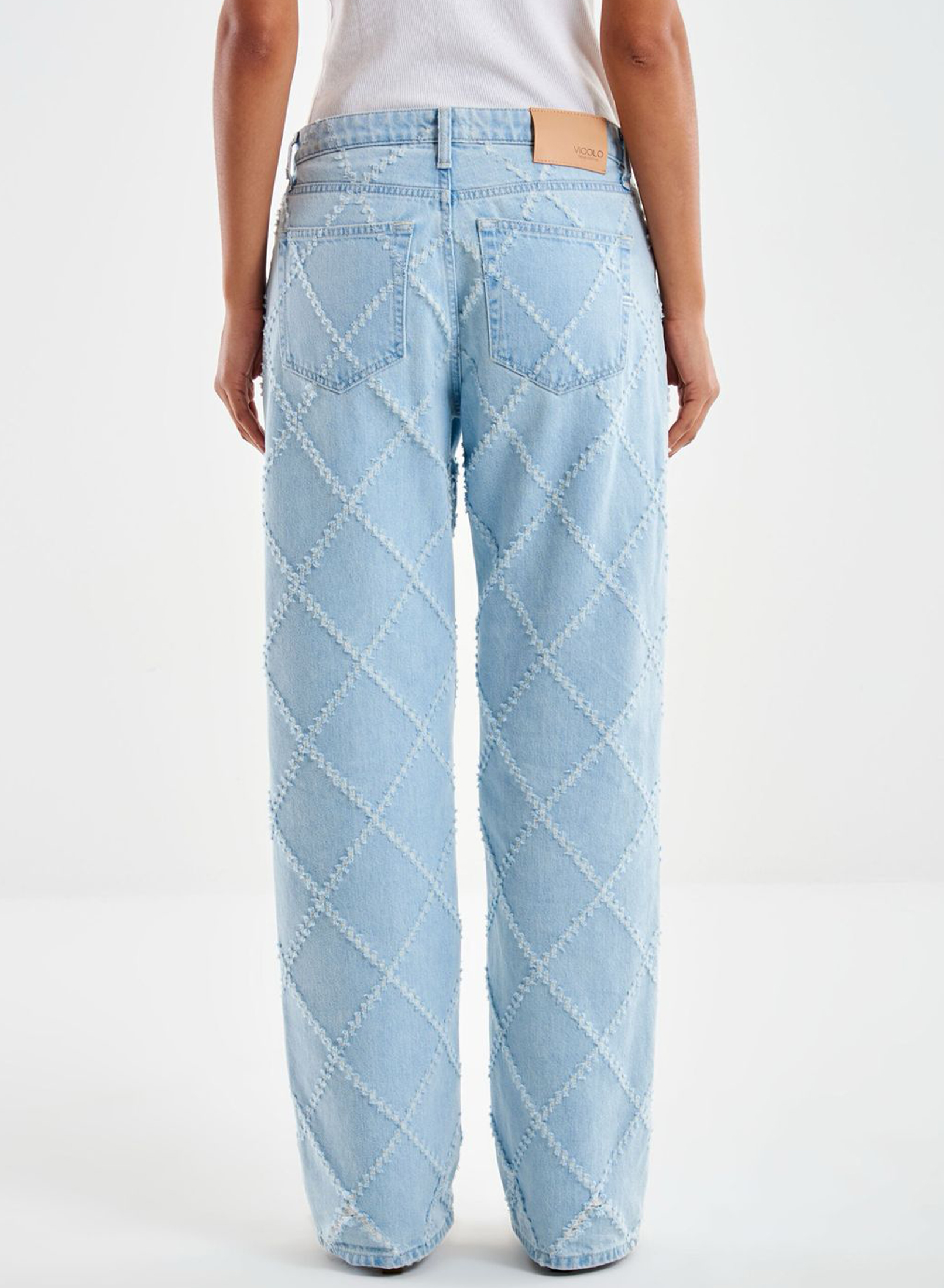 Light Blue Jeans with textured details "Alex" Vicolo - 4