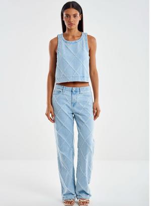 Light Blue Jeans with textured details "Alex" Vicolo - 40698