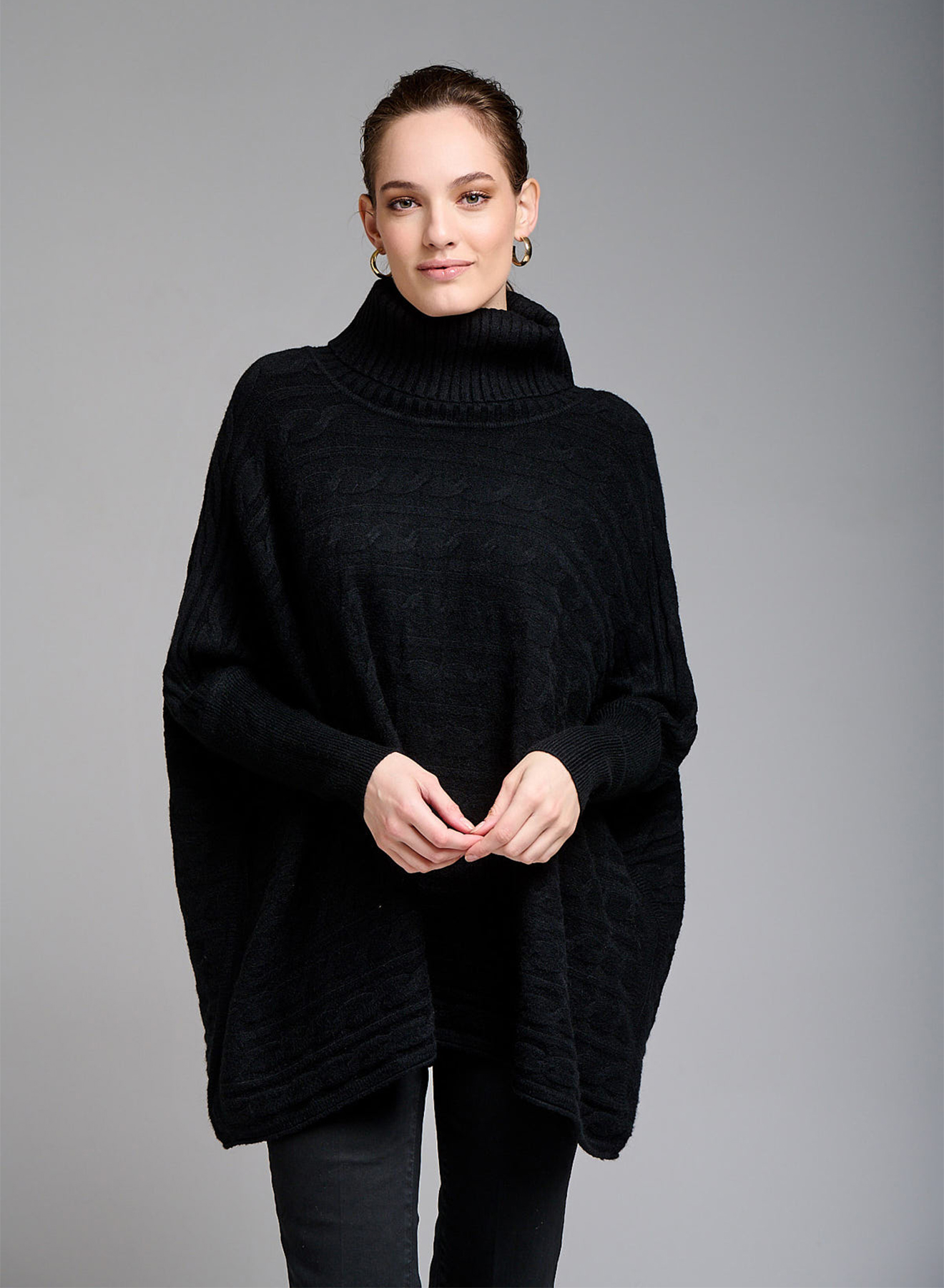 Oversized turtleneck sweater with textured details - 0