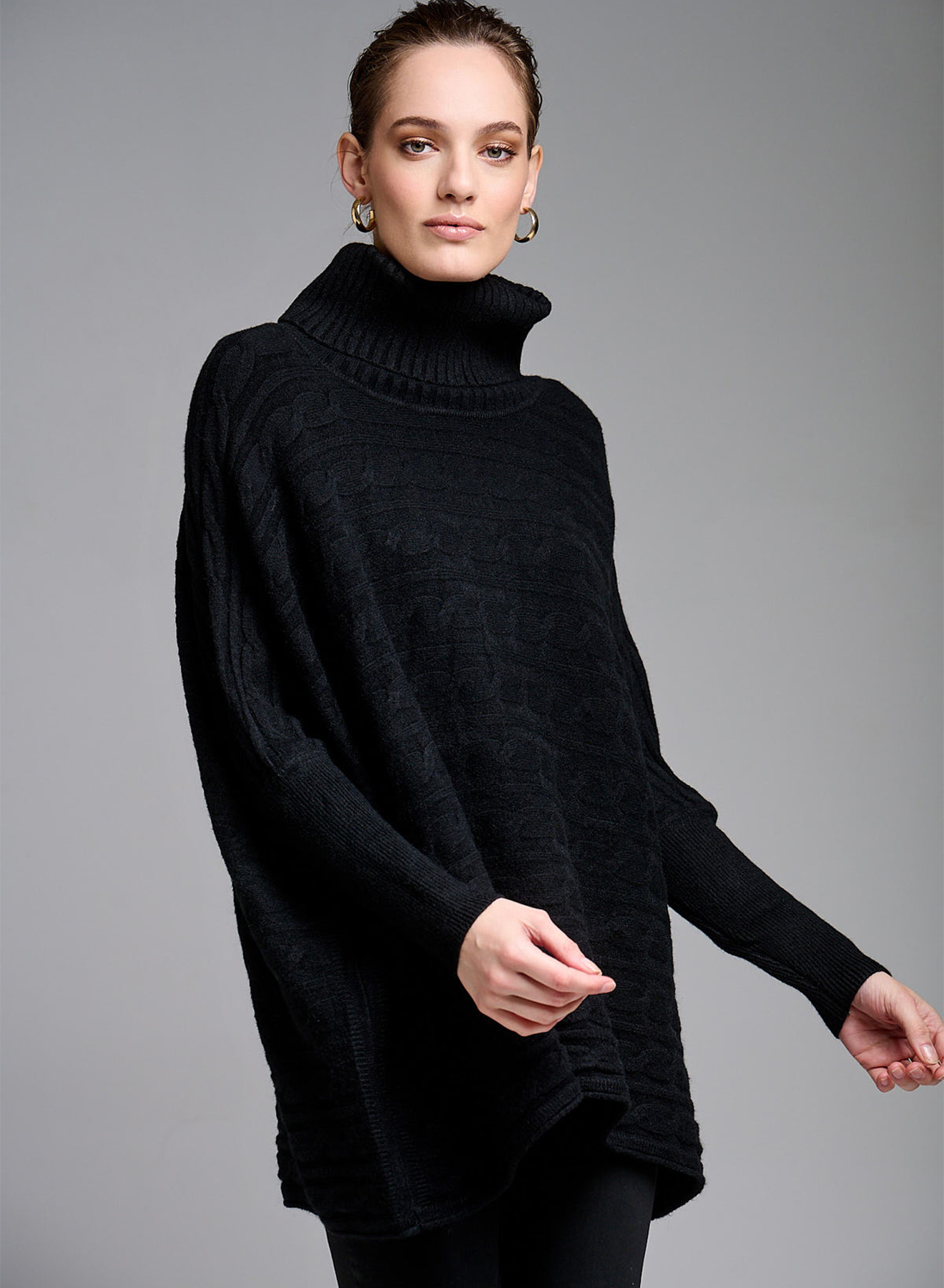 Oversized turtleneck sweater with textured details - 1
