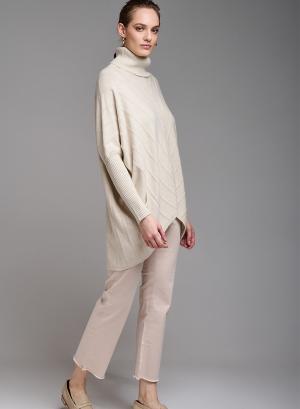 Oversized turtleneck sweater with textured details and pockets - 12950