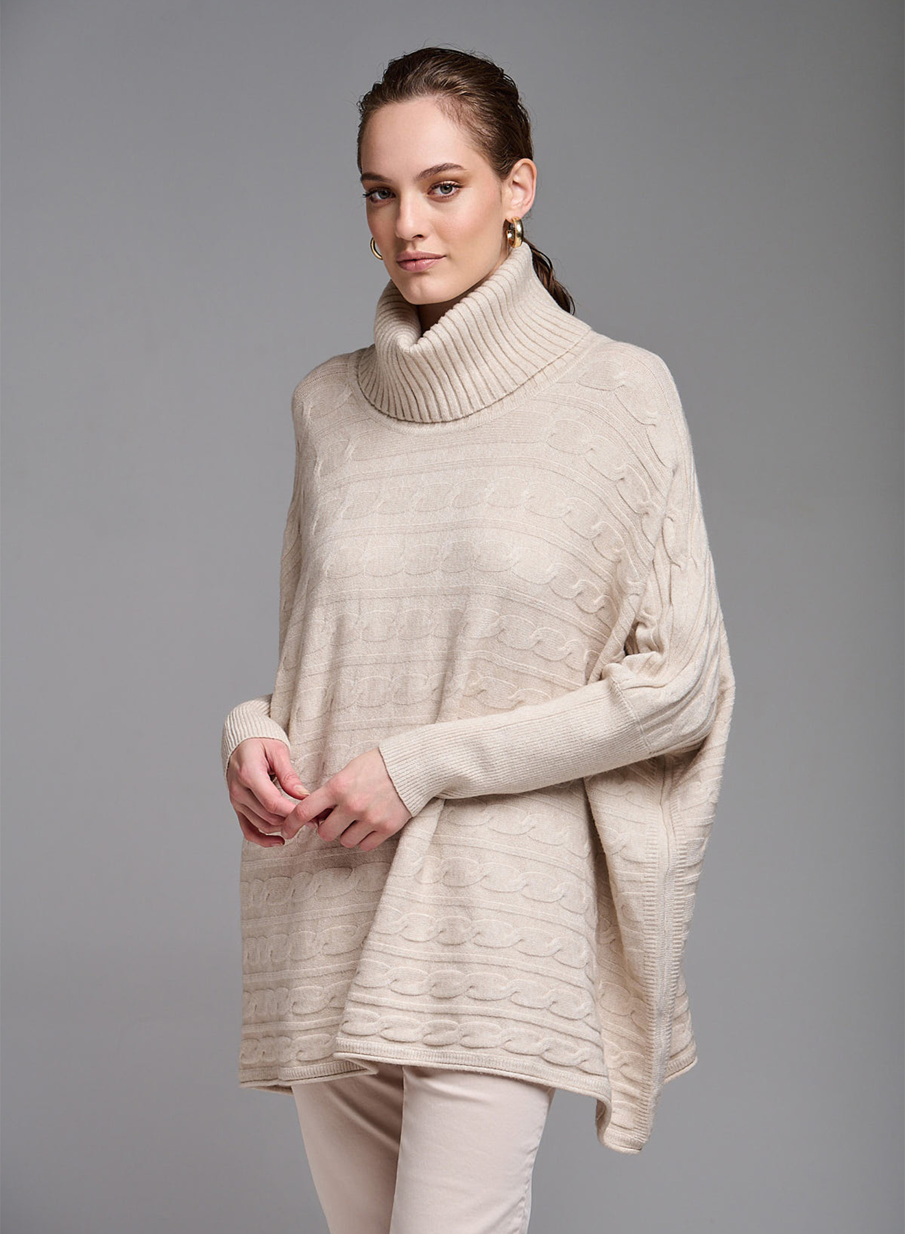Oversized turtleneck sweater with textured details - 1