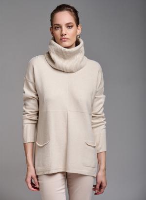 Round neck sweater with separate collar - 12977