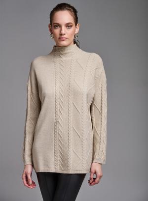 Half-turtleneck sweater with textured details - 13743