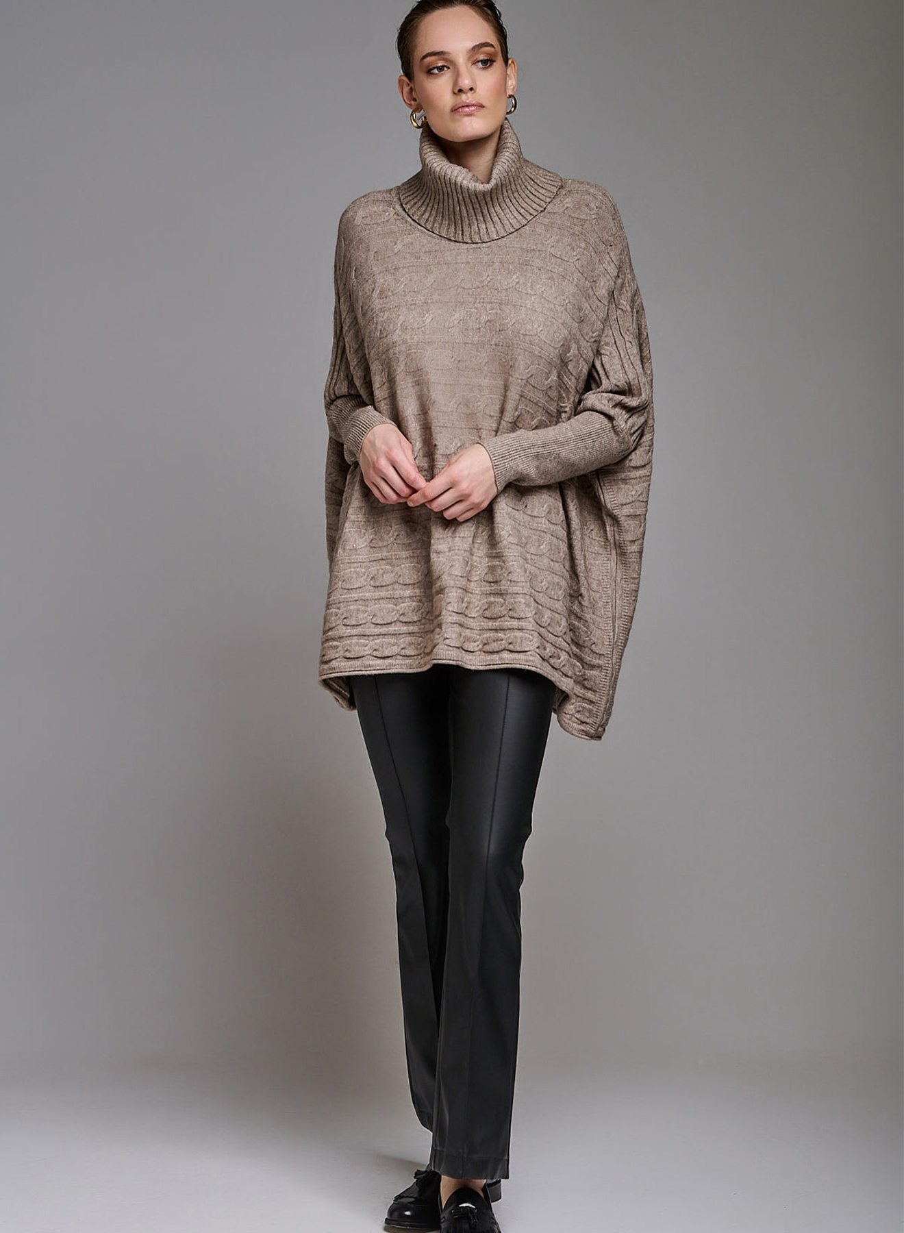 Oversized turtleneck sweater with textured details - 1