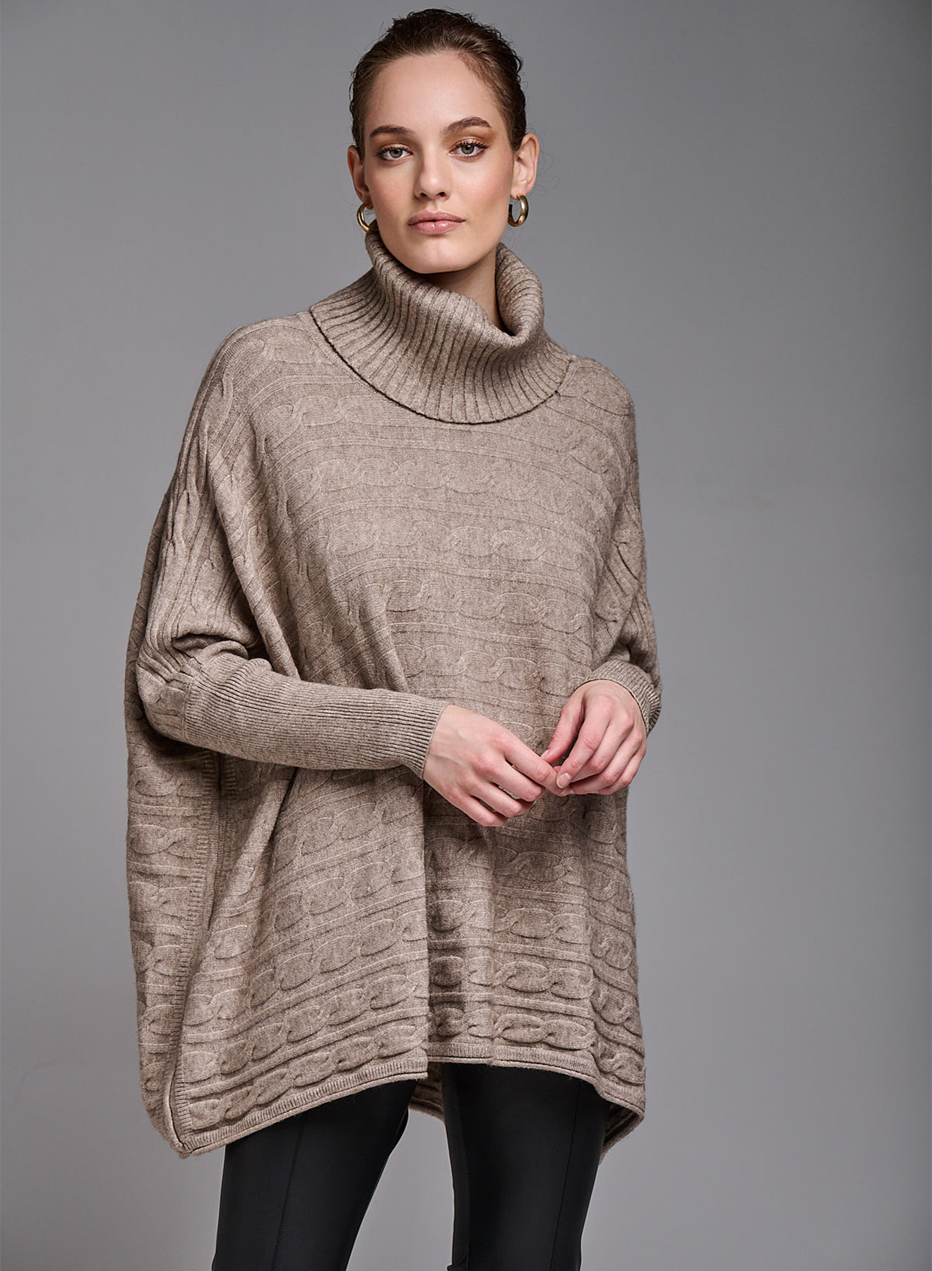Oversized turtleneck sweater with textured details - 0