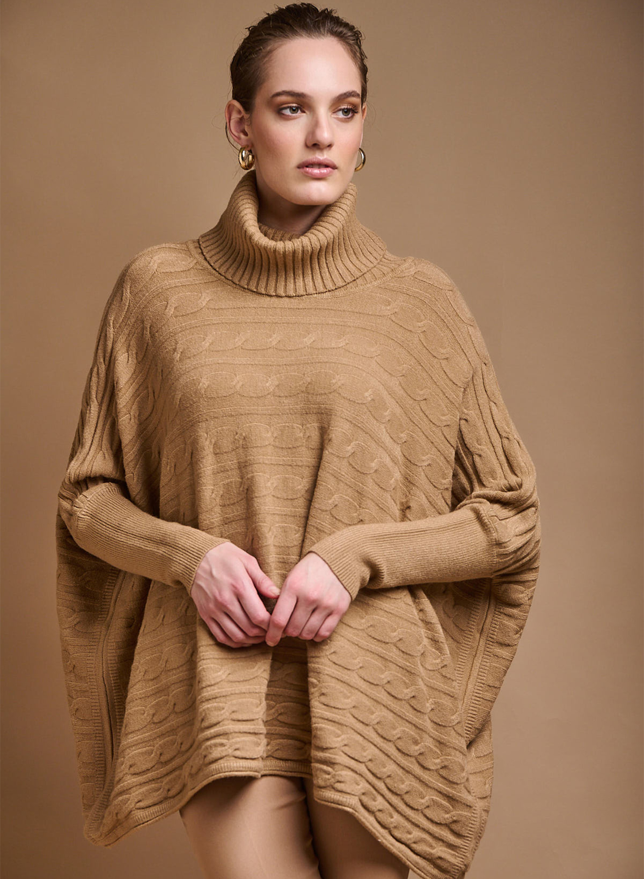Oversized turtleneck sweater with textured details - 1