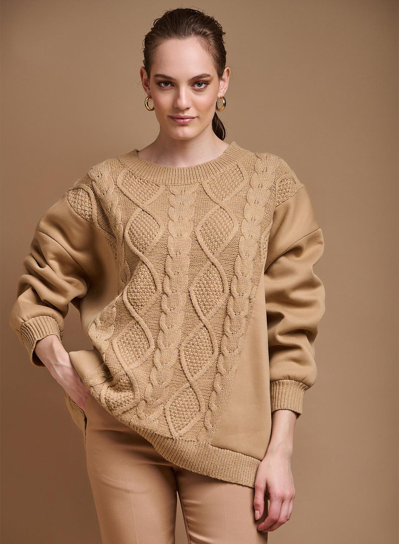 Oversized sweatshirt with knit - 1