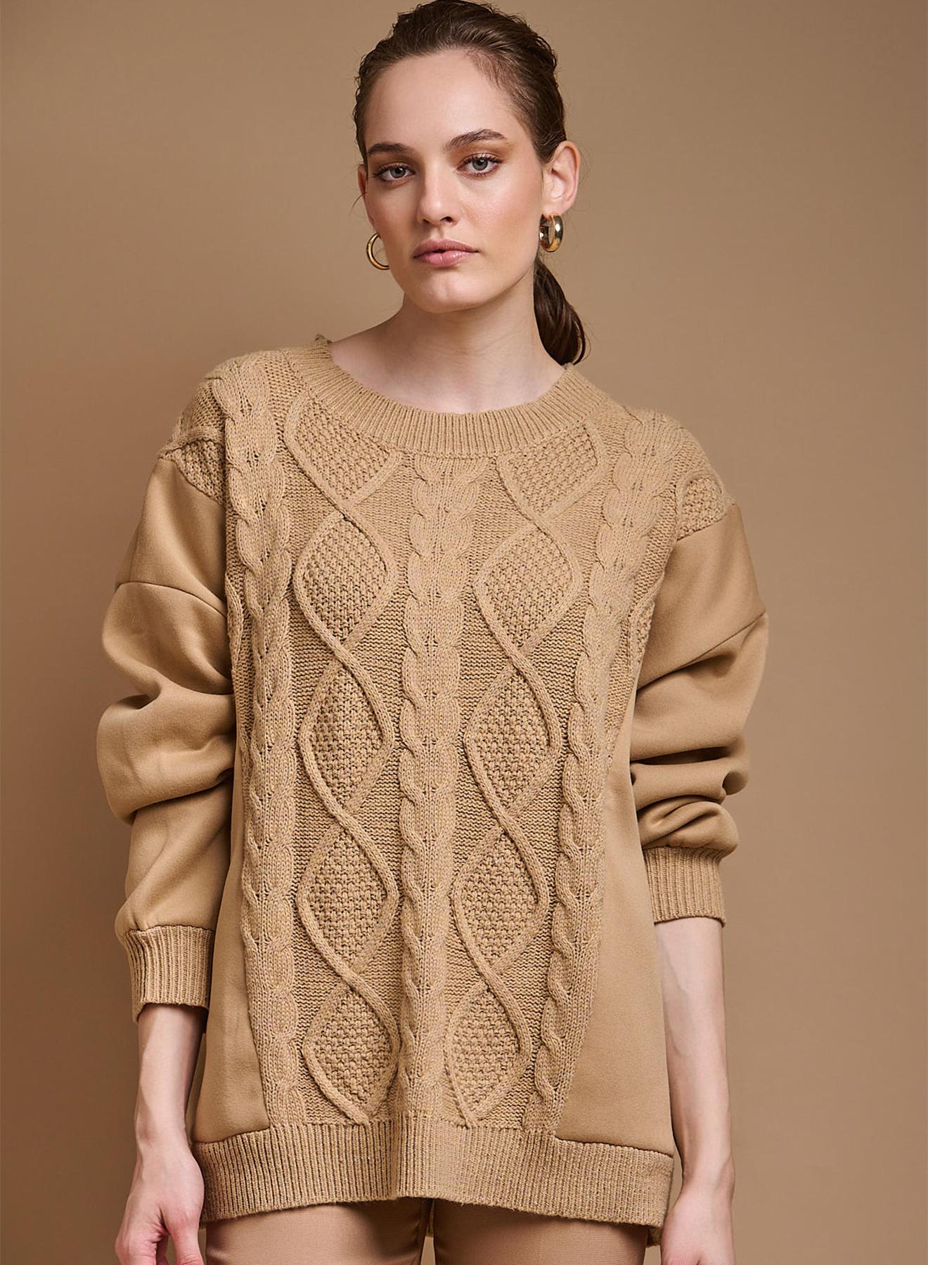 Oversized sweatshirt with knit - 2