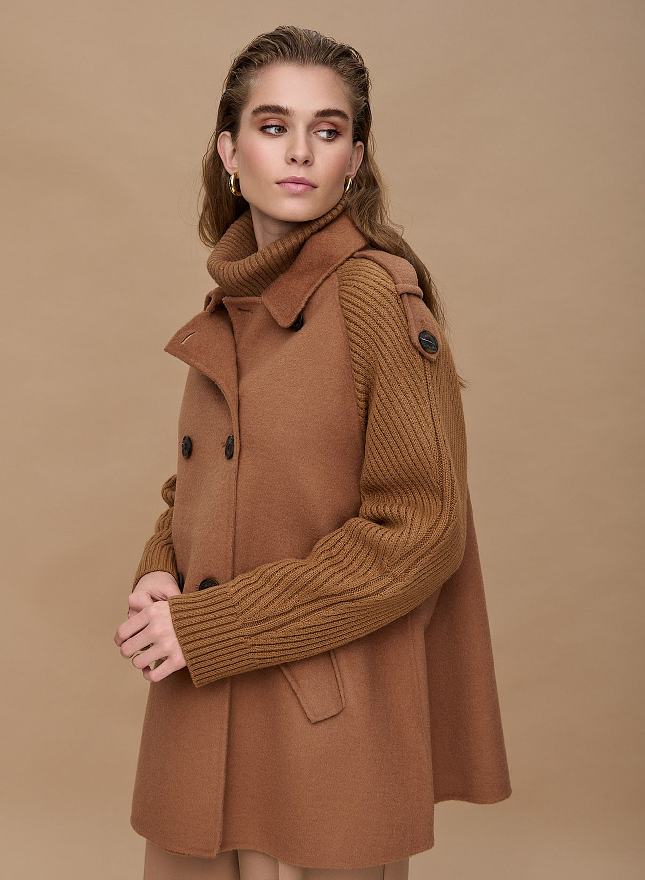 Cardigan Coat with knitted sleeves - 2