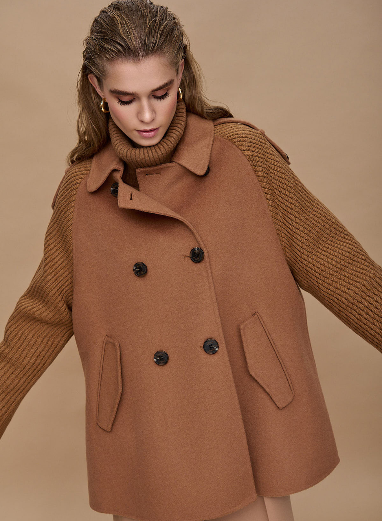 Cardigan Coat with knitted sleeves - 3