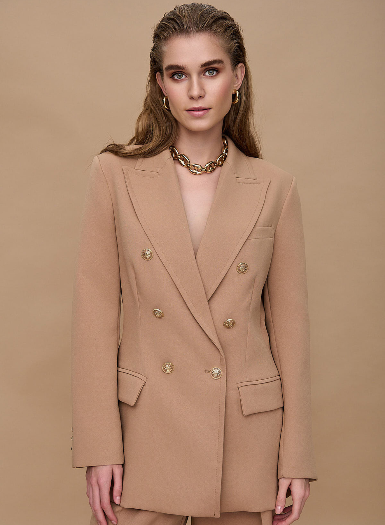 Double-Breasted Blazer with gold buttons - 0