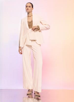 Ecru front tie Jacket with Mao collar Eco - 56794