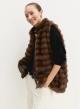 Cognac sleeveless Jacket with eco fur Emme Marella - 3
