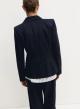 Navy Blue pinstriped single buttoned Jacket Emme Marella - 1