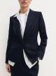Navy Blue pinstriped single buttoned Jacket Emme Marella - 2