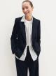 Navy Blue pinstriped single buttoned Jacket Emme Marella - 3