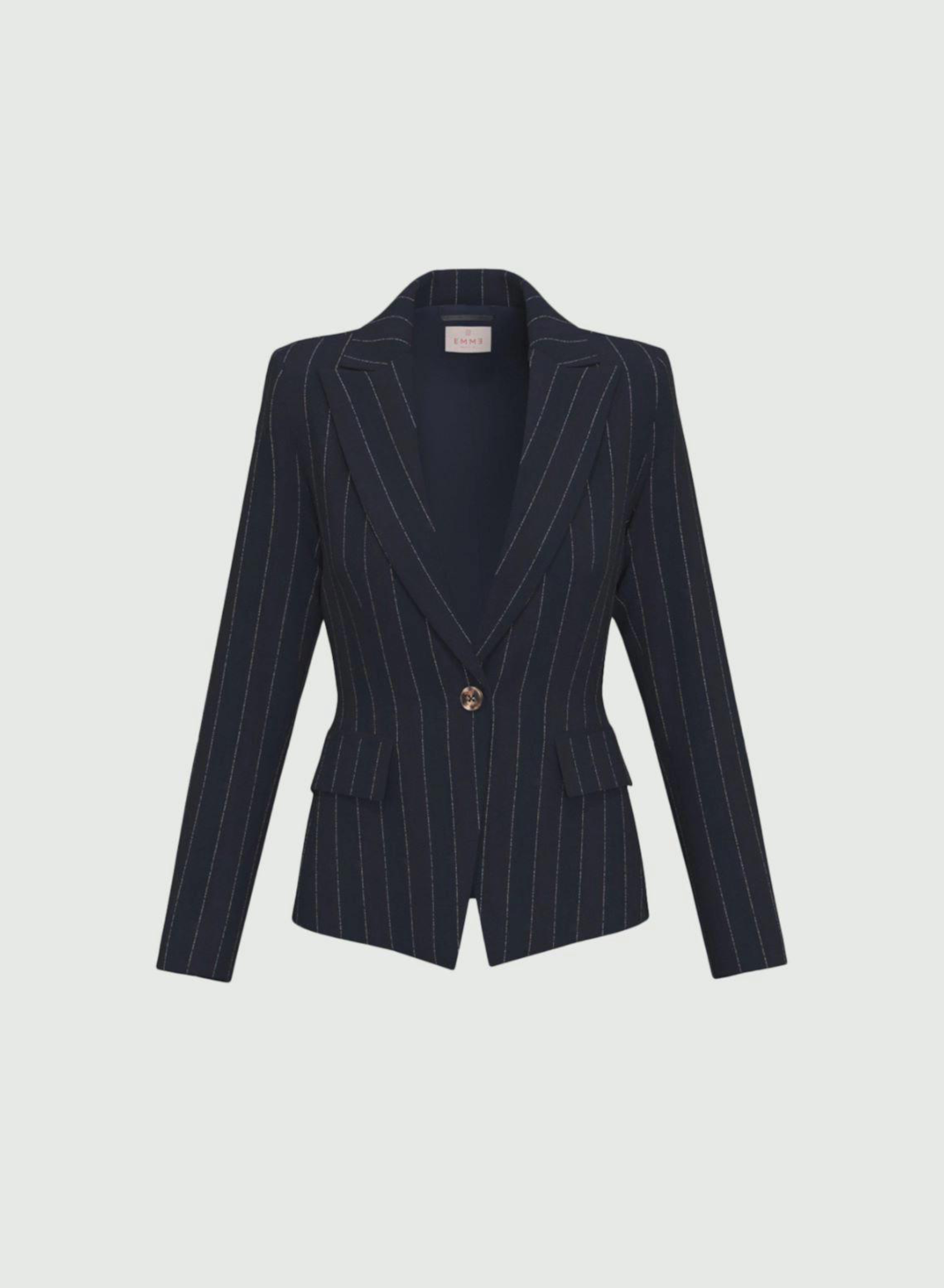 Navy Blue pinstriped single buttoned Jacket Emme Marella - 5