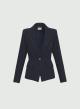 Navy Blue pinstriped single buttoned Jacket Emme Marella-5
