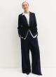 Navy Blue wide legs Παντελόνι με λεπτές ρίγες Emme Marella - 4