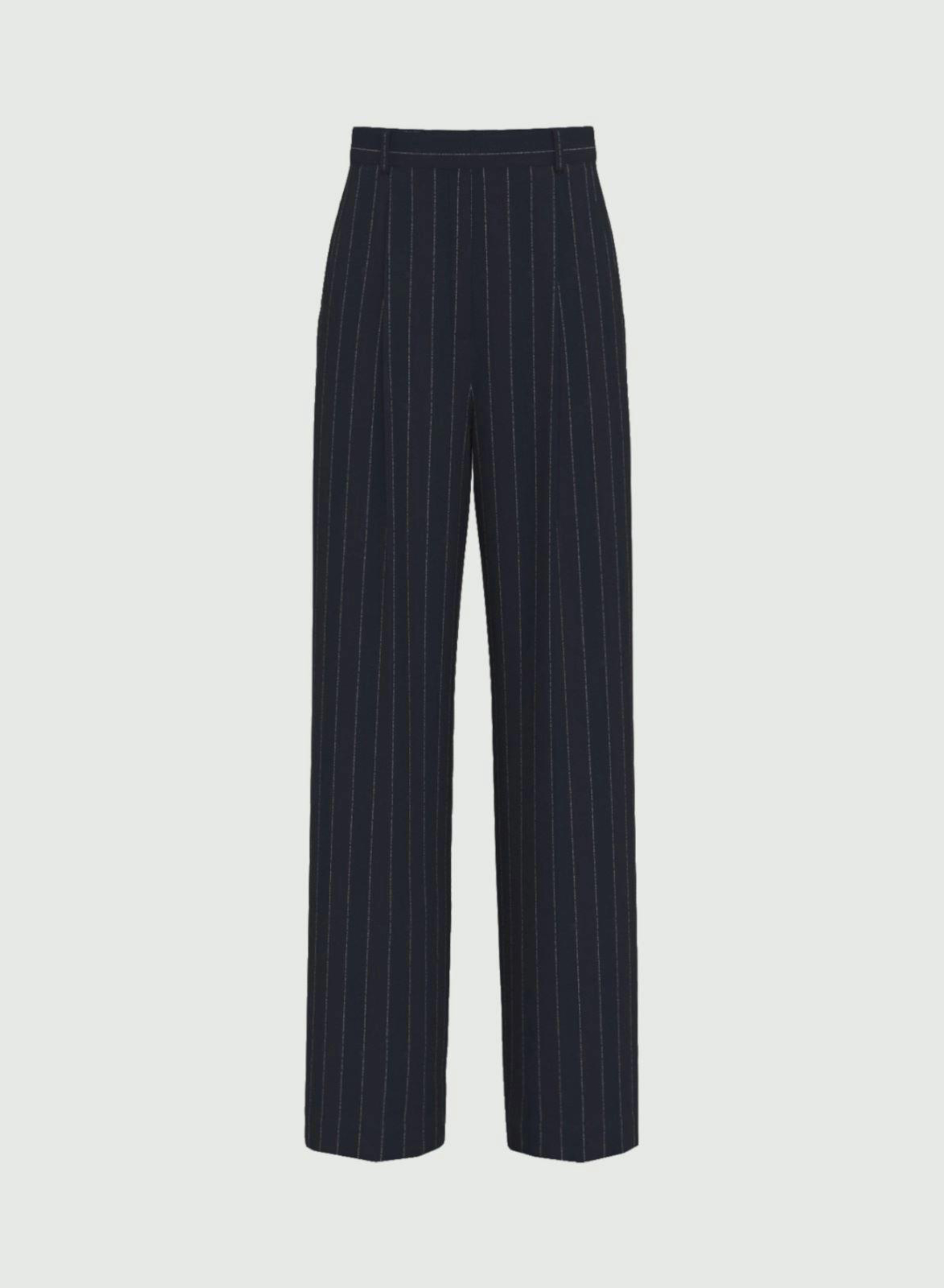 Navy Blue wide legs Παντελόνι με λεπτές ρίγες Emme Marella - 5
