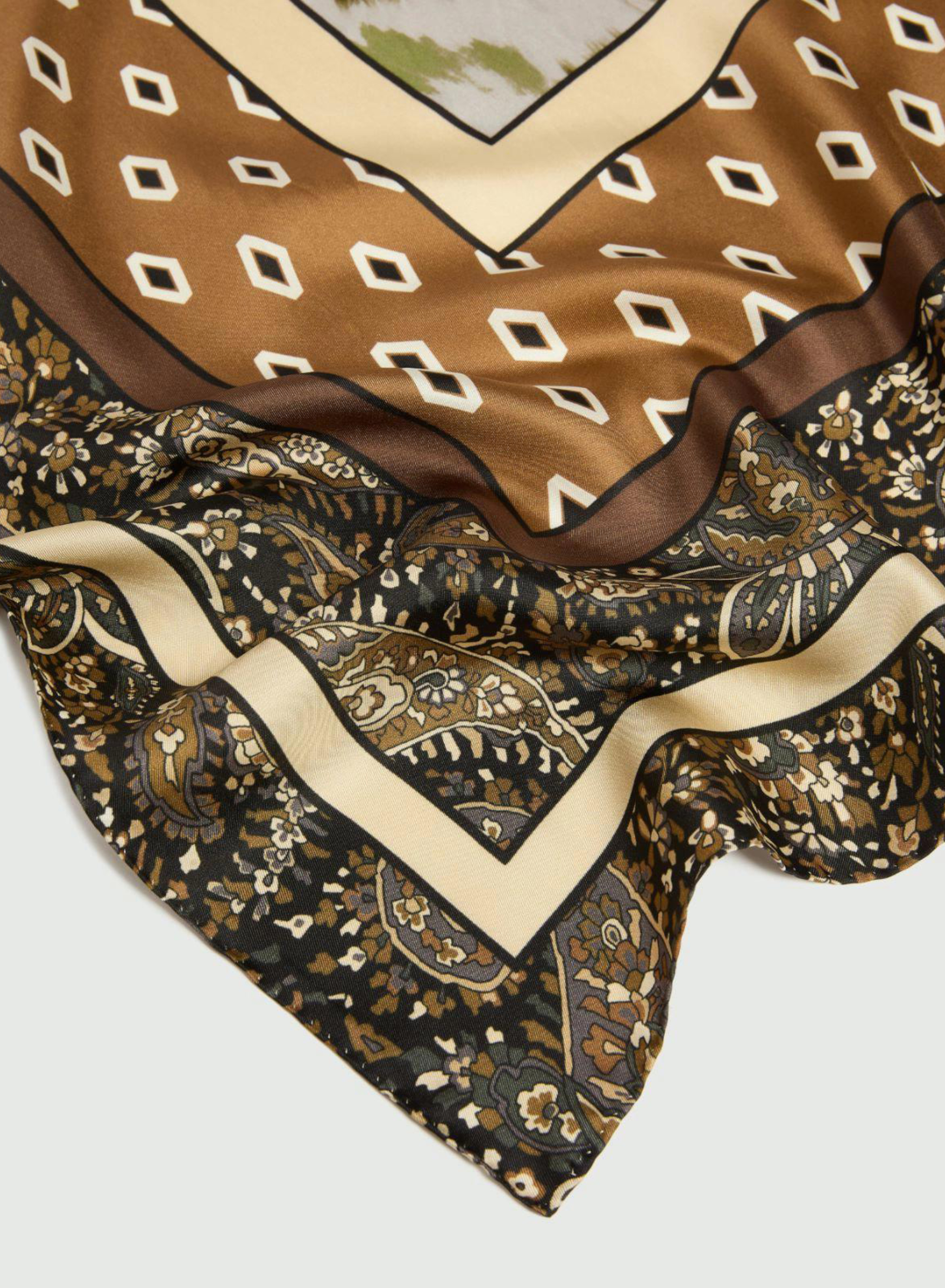 Κάμελ μεταξωτό Φουλάρι twill με σχέδια Emme Marella - 3