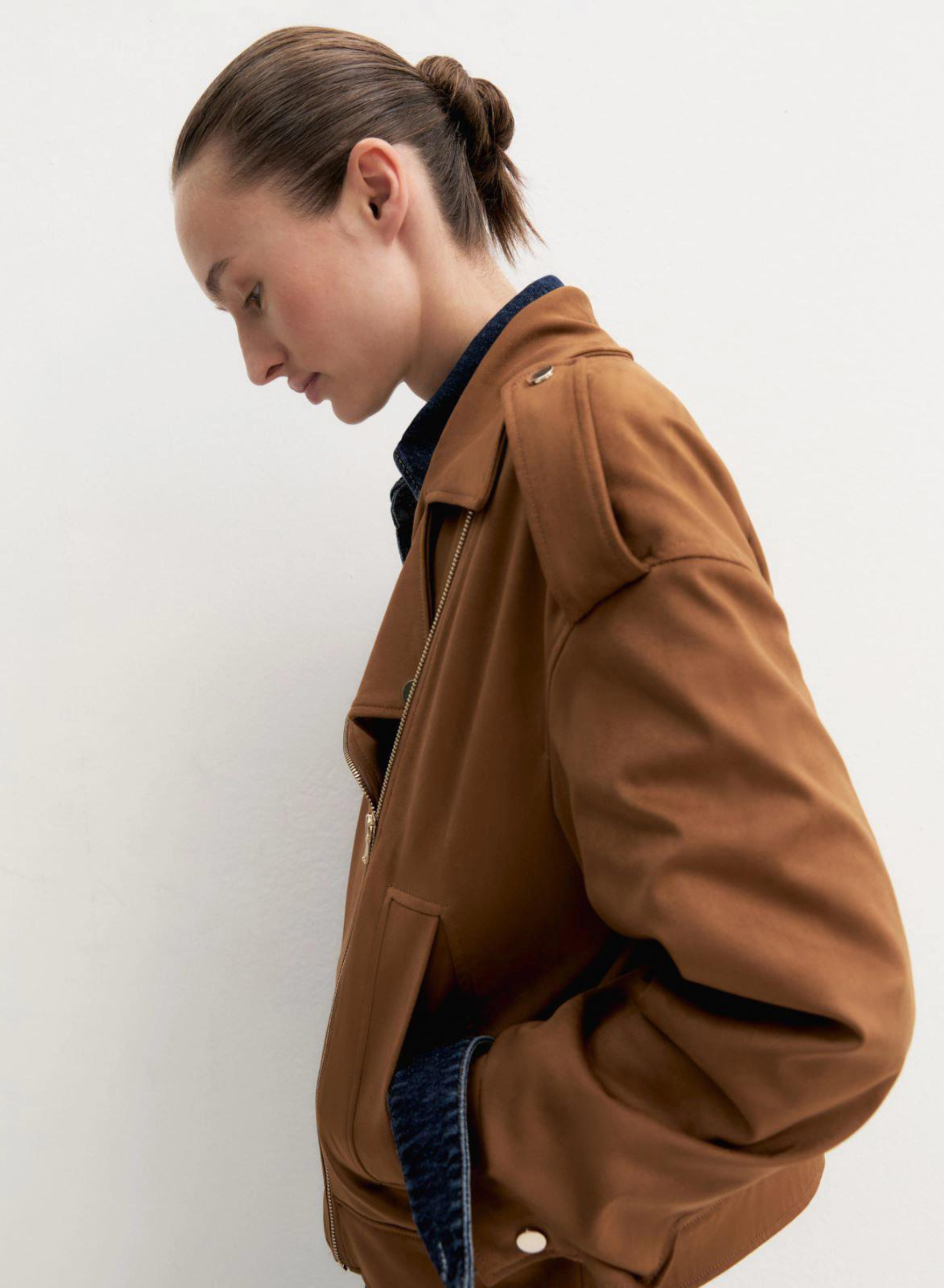 Cognac biker Jacket Emme Marella - 2