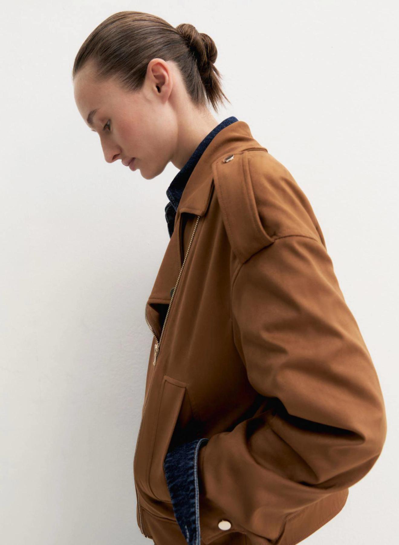 Cognac biker Jacket Emme Marella - 3