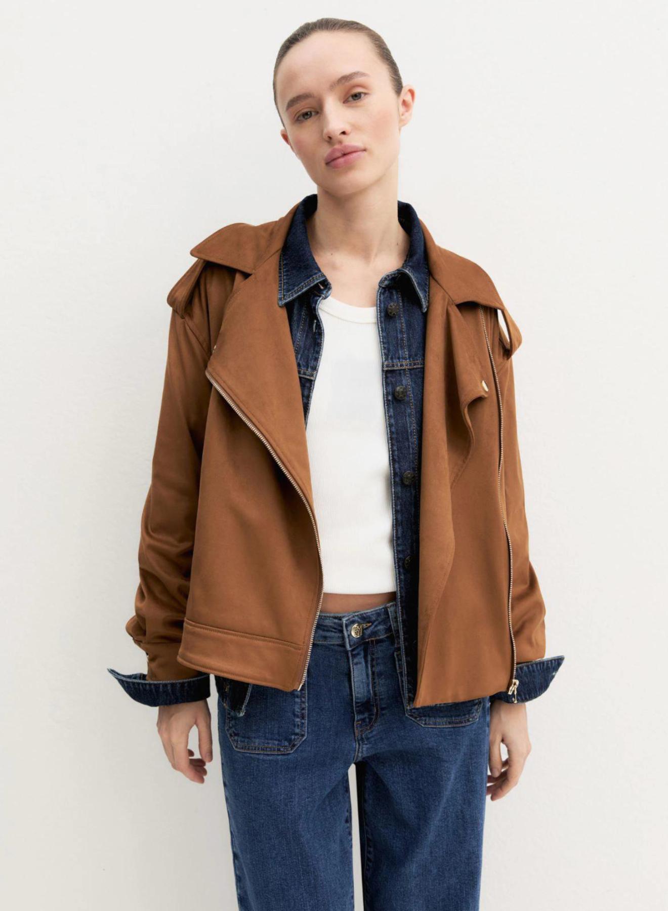 Cognac biker Jacket Emme Marella - 4