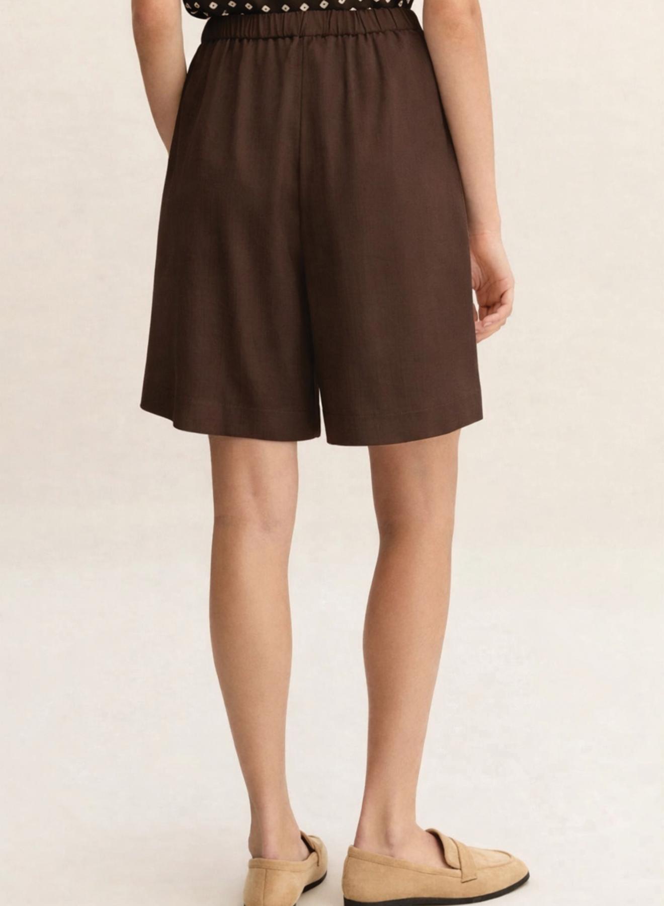Σοκολά Βερμούδα με πιέτες και με λάστιχο στη μέση Emme Marella - 4