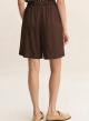 Σοκολά Βερμούδα με πιέτες και με λάστιχο στη μέση Emme Marella - 3