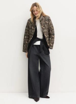 Black double face water repellent puffer Jacket with print Emme Marella - 64339