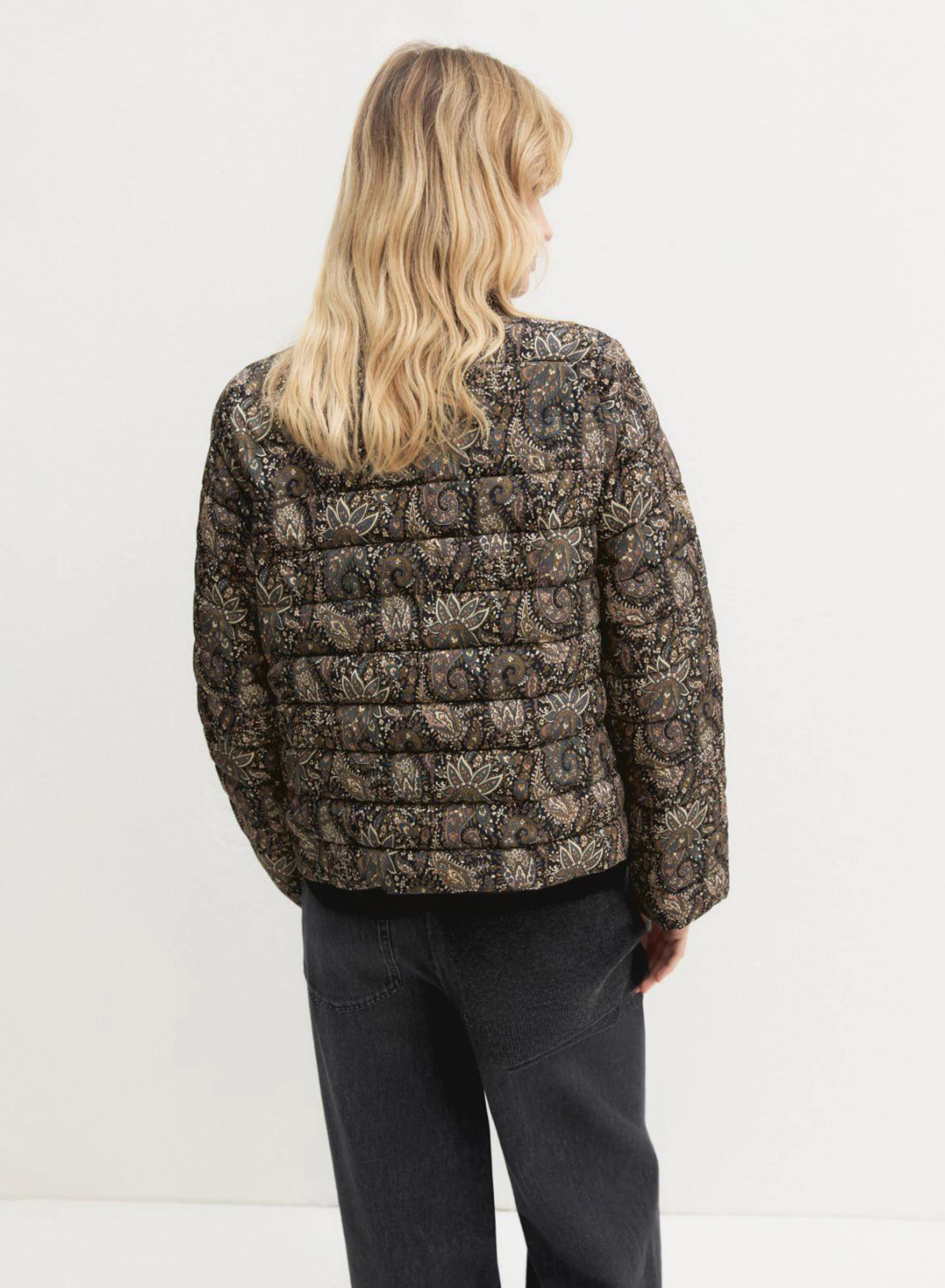 Black double face water repellent puffer Jacket with print Emme Marella - 1