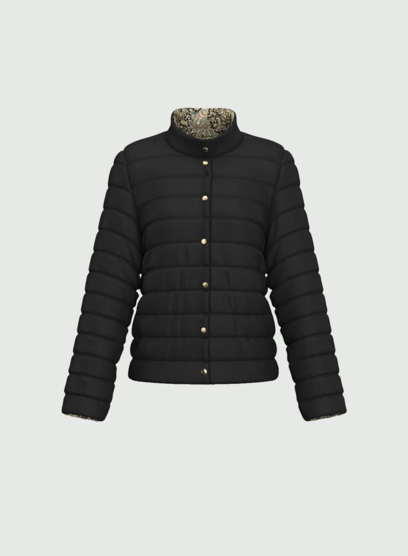 Black double face water repellent puffer Jacket with print Emme Marella - 5