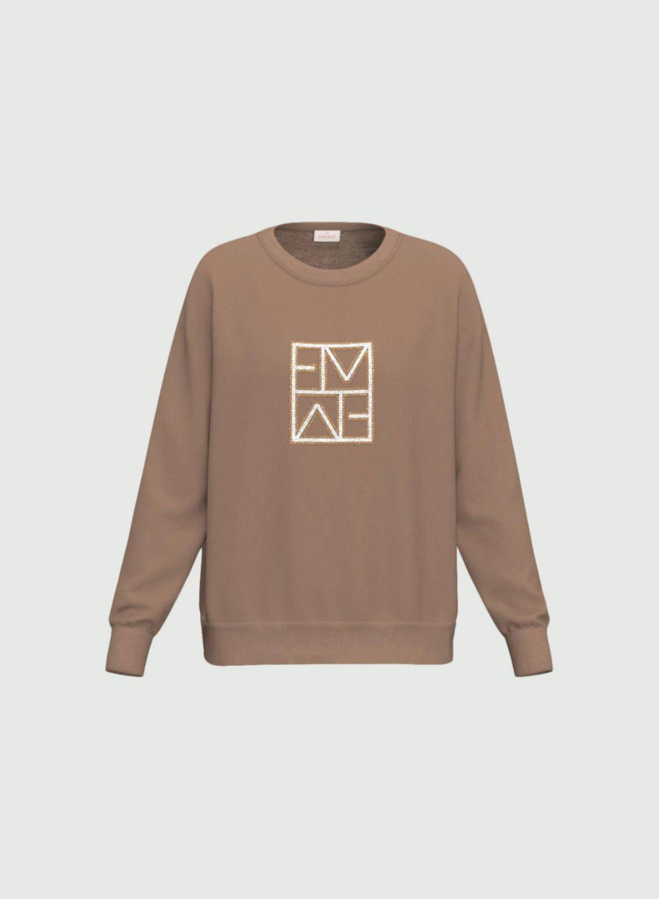 Taupe Μπλούζα φούτερ με κρυστάλλινο logo Emme Marella - 5