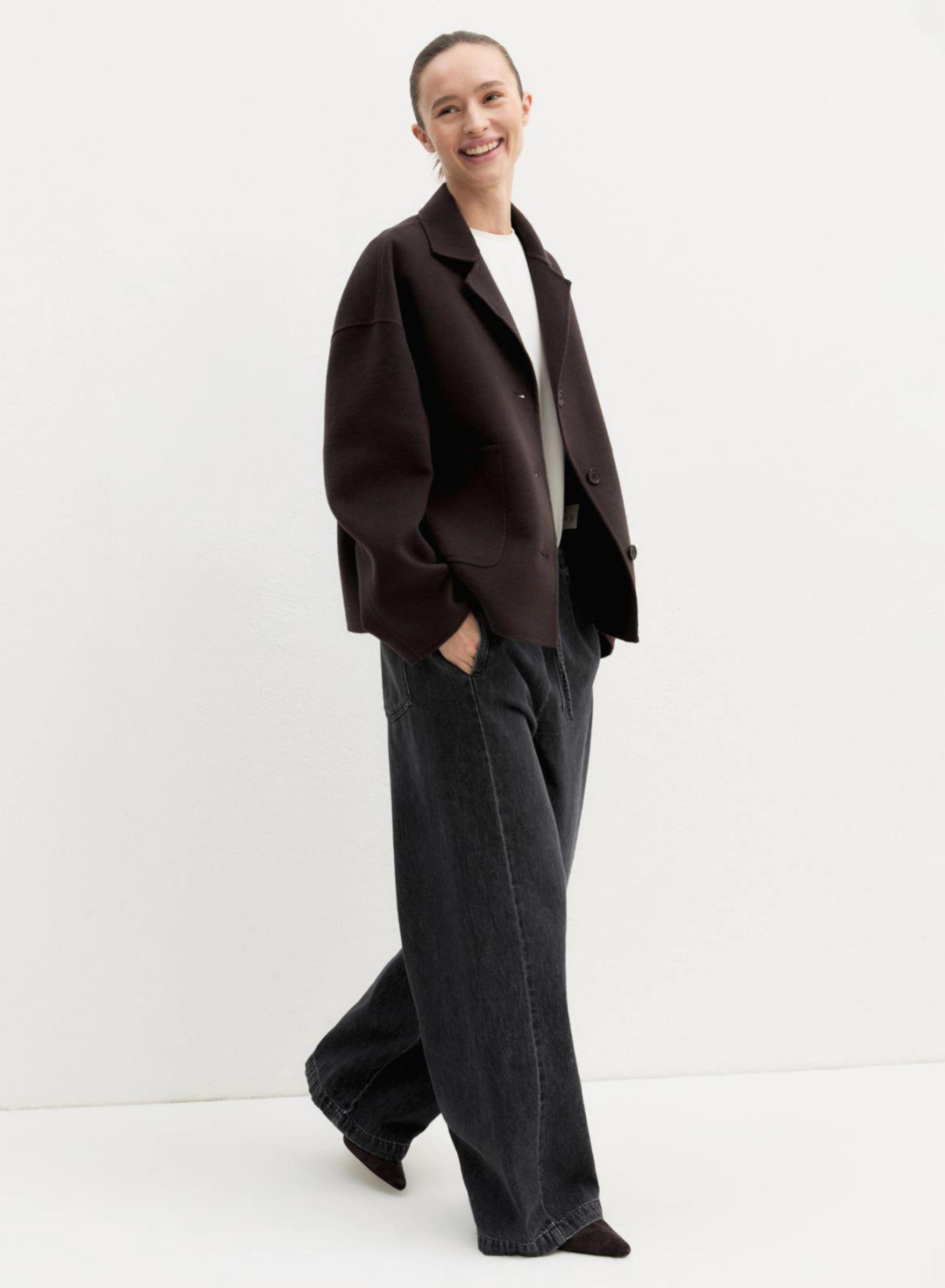Μαύρο wide leg Παντελόνι joggers Jean με λάστιχο και κορδόνι στη μέση Emme Marella - 0