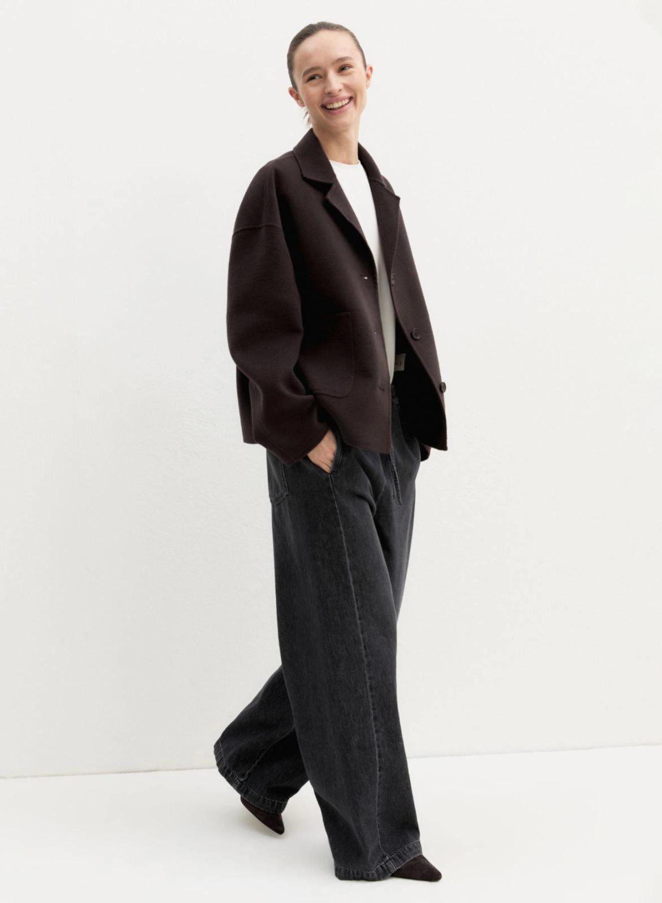 Μαύρο wide leg Παντελόνι joggers Jean με λάστιχο και κορδόνι στη μέση Emme Marella - 1