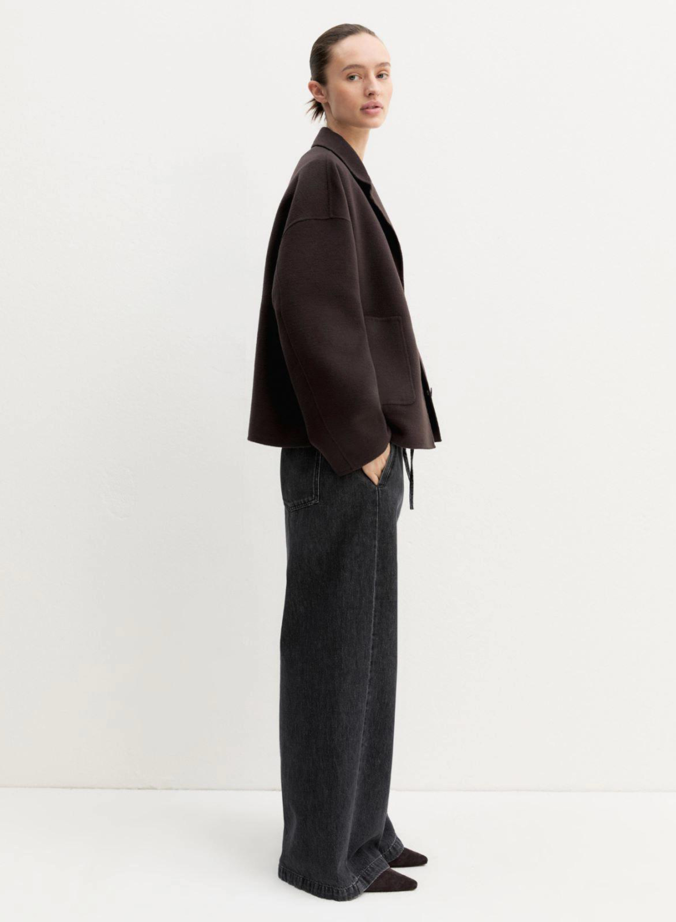 Μαύρο wide leg Παντελόνι joggers Jean με λάστιχο και κορδόνι στη μέση Emme Marella - 3