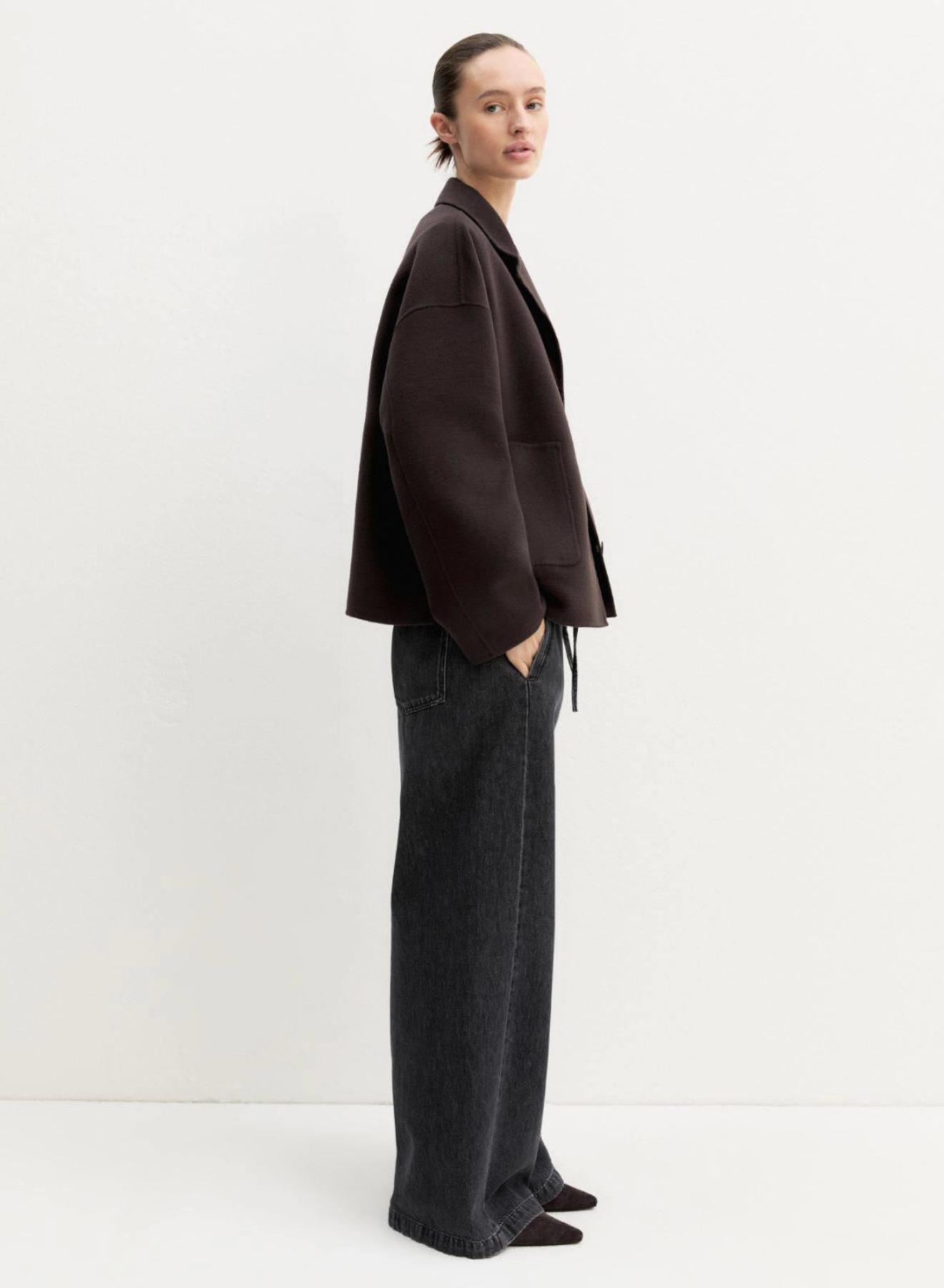 Μαύρο wide leg Παντελόνι joggers Jean με λάστιχο και κορδόνι στη μέση Emme Marella - 4