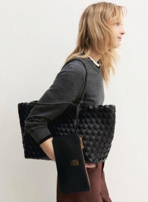 Black woven Shoulder Bag with a removable inner pouch Emme Marella - 64385